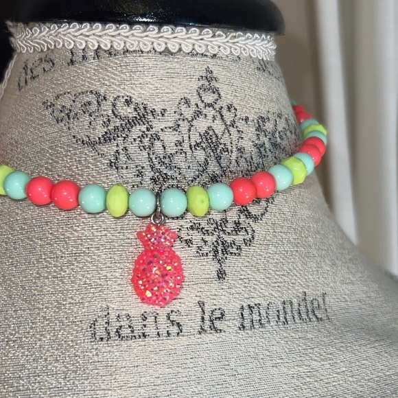 Other - Youth girls multi color beaded necklace with sparkly pink pineapple 🍍 charm​​